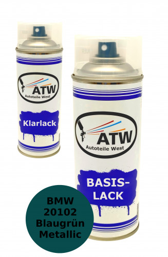 Autolack für BMW 20102 Blaugrün Metallic+400ml Klarlack Set